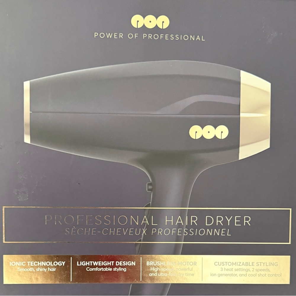 Power of Professional Hair Dryer - Gold and Black